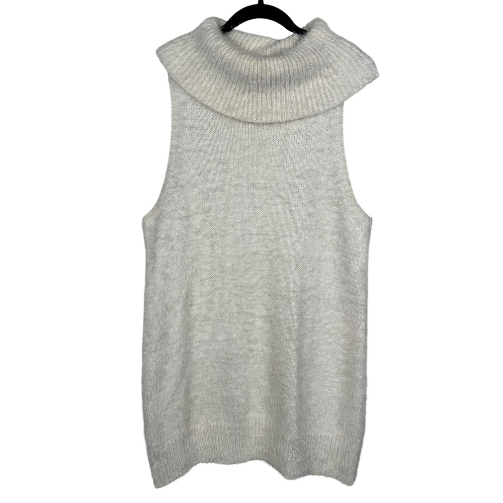 Show Me Your Mumu Fauna Dress Fuzzy Cream Knit Cowl Neck Sleeveless XL MF0-4294